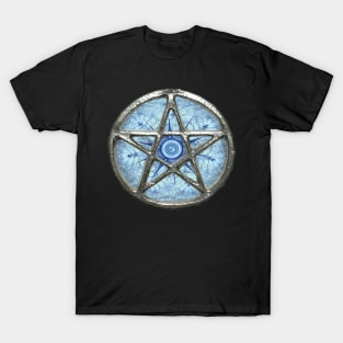 Fractal Ice Blue Pentagram Pentacle Wicca T-Shirt